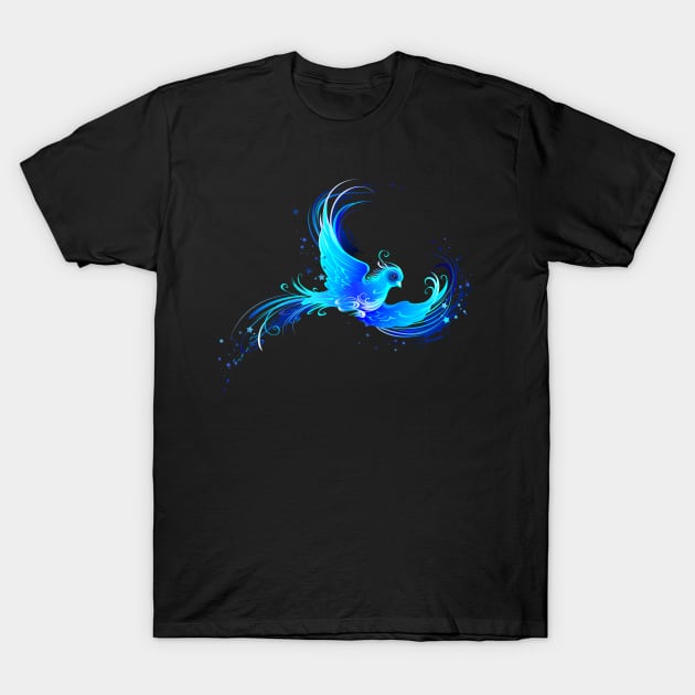 Blue Flame Bird T-Shirt by Blackmoon9